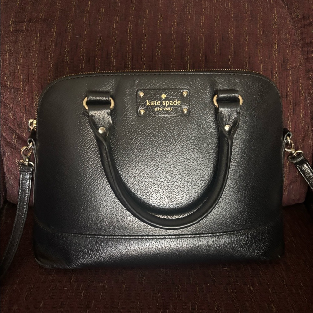 Kate Spade Black Satchel with Textured Finish